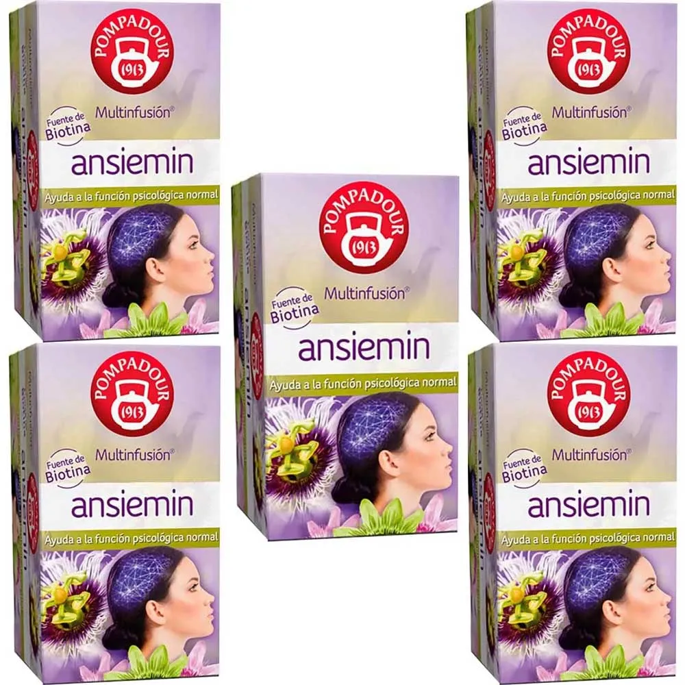 [70933X5] 5 cajas de  Ansiemin Pompadour 20 infusiones con Biotina 8412900709334