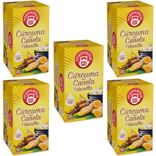 [71035X5] 5 cajas de Infusión de Cúrcuma y Canela. Pompadour 20 unidades. 8412900710354