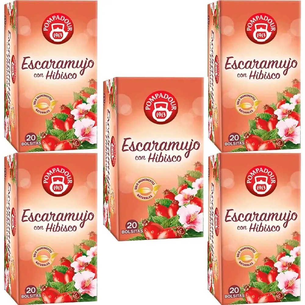 [70147X5] 5 cajas de  Escaramujo con Hibisco Pompadour 20 infusiones 8412900401146