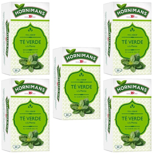 [4061590X5] 5 cajas de  Té verde a la menta, Hornimans 20 infusiones. 8410091025011