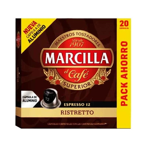 [4057004] Ristretto Marcilla, 20 cápsulas de aluminio compatibles con Nespresso