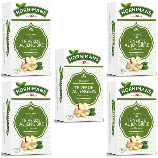 [4061589X5] 5 cajas de Té Verde al Jengibre con Manzana, Hornimans 20 bolsitas 8410091069435
