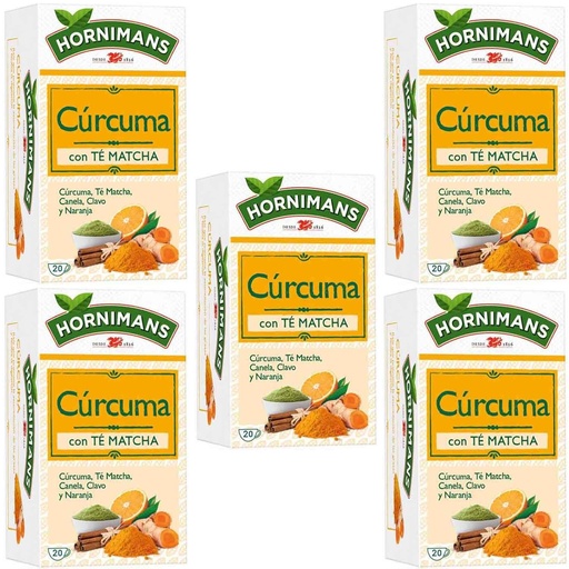 [4071470X5] 5 cajas de Infusión de Cúrcuma con Té Matcha,Canela, clavo y naranja.  20 bolsitas Hornimans 8711000441220