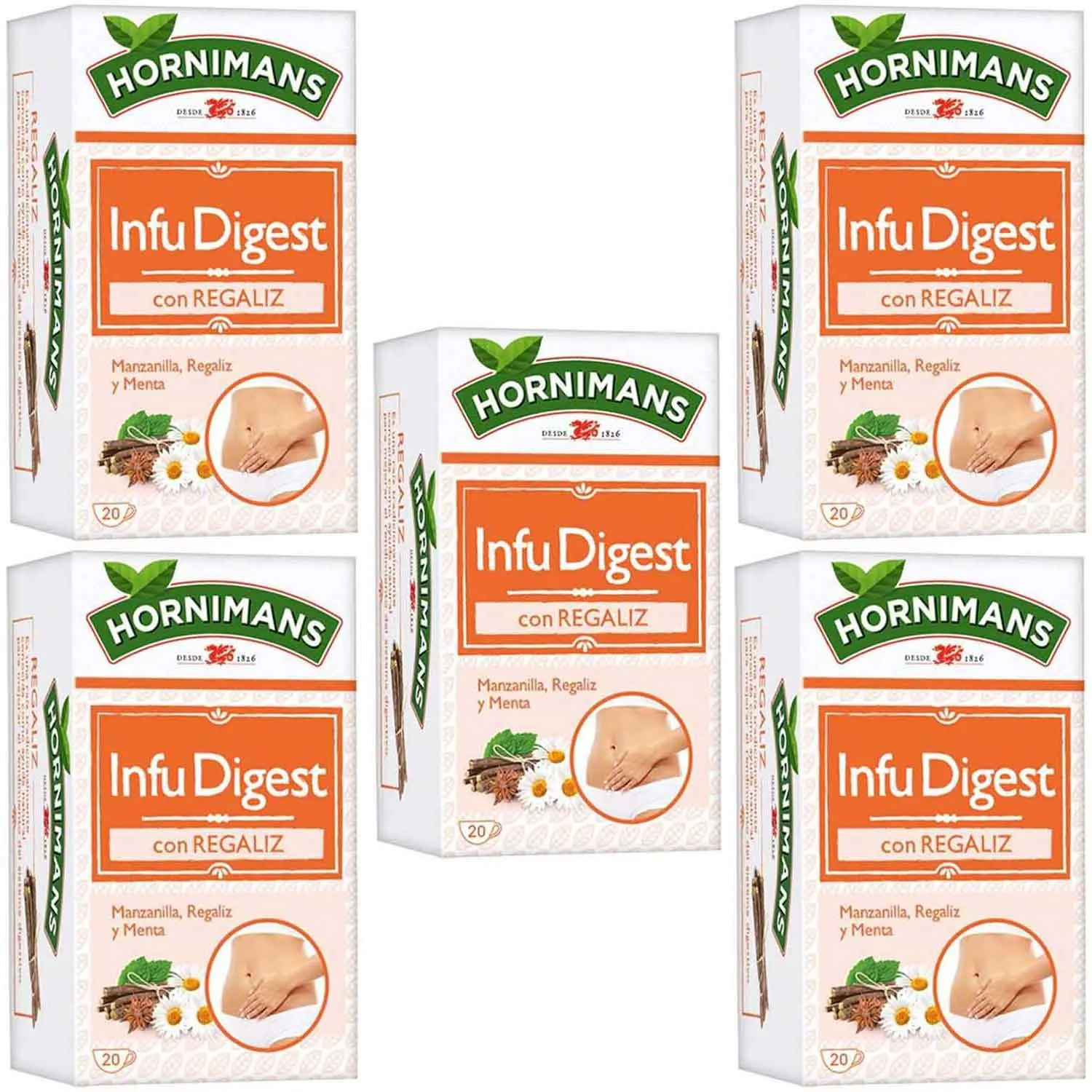 [4071466X5] 5 cajas de  Infu Digest con Regaliz Hornimans 20 infusiones 8410091024892
