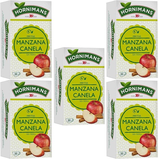 [4061583X5] 5 cajas de Infusión de manzana y canela, 20 bolsitas Hornimans 8410091103658