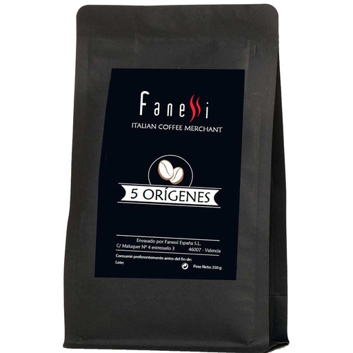 [11277] 5 orígenes Fanessi  250 gr café en grano 