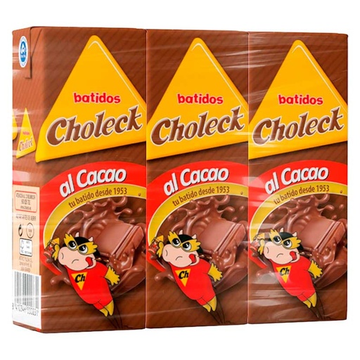[choleckX3] Batido cholec al cacao pack de 3 batidos de 200 ml