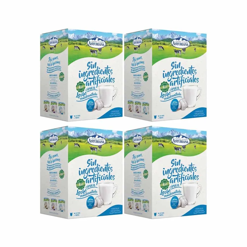[27003X4] Leche Semidesnatada 4 cajas Central Lechera Asturiana Dolce Gusto