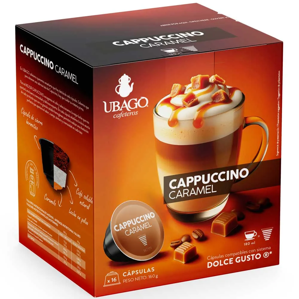 [00000861] Cappuccino Caramelo  Dolce Gusto 16 cápsulas compatibles marca Ubago