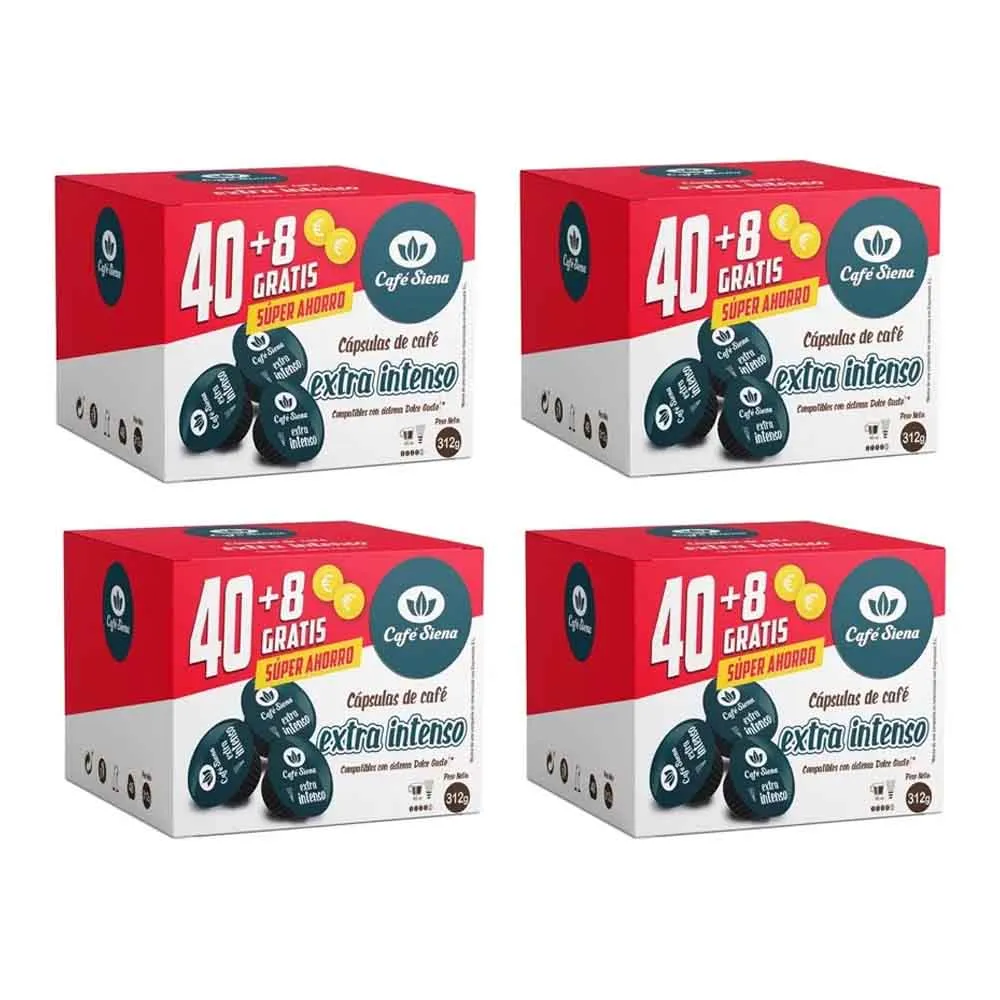 [248015] Pack 4 unidades Café Siena Extra Intenso 40+8 Cápsulas Compatibles Dolce Gusto®*