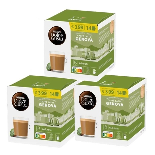 [12593770X3] Caffe Latte Genova 3 cajas con 42 cápsulas NESCAFÉ Dolce Gusto