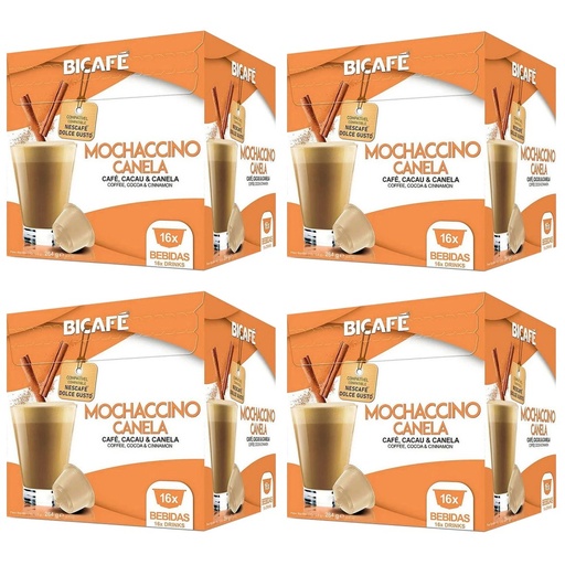 [100648X4BIS] Mocachino con canela Bicafé 4 cajas de 16 cápsulas compatibles con Dolce Gusto