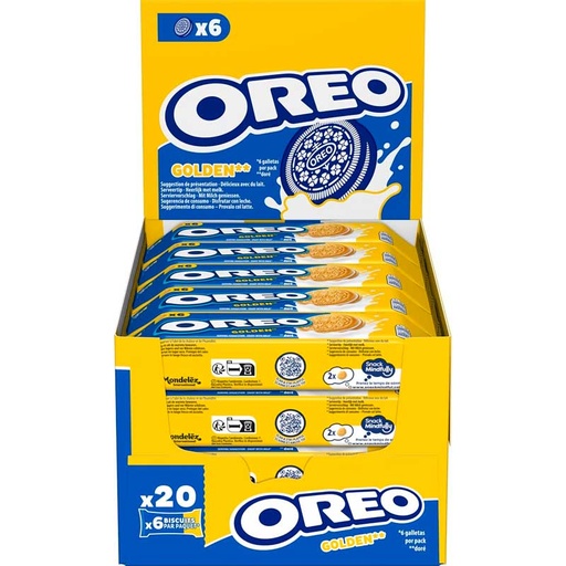 [4033374] Galletas Oreo Golden. Caja de 20 paquetes de 6 galletas cada uno.