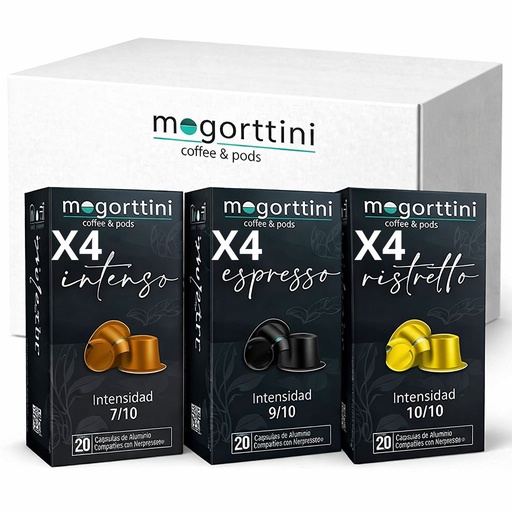 [1011121318591] Mogorttini - pack 240 capsules - 80 x intense coffee, 80 x espresso and 80 x ristretto - ideal variety to enjoy different intensities of coffee every day at home or office