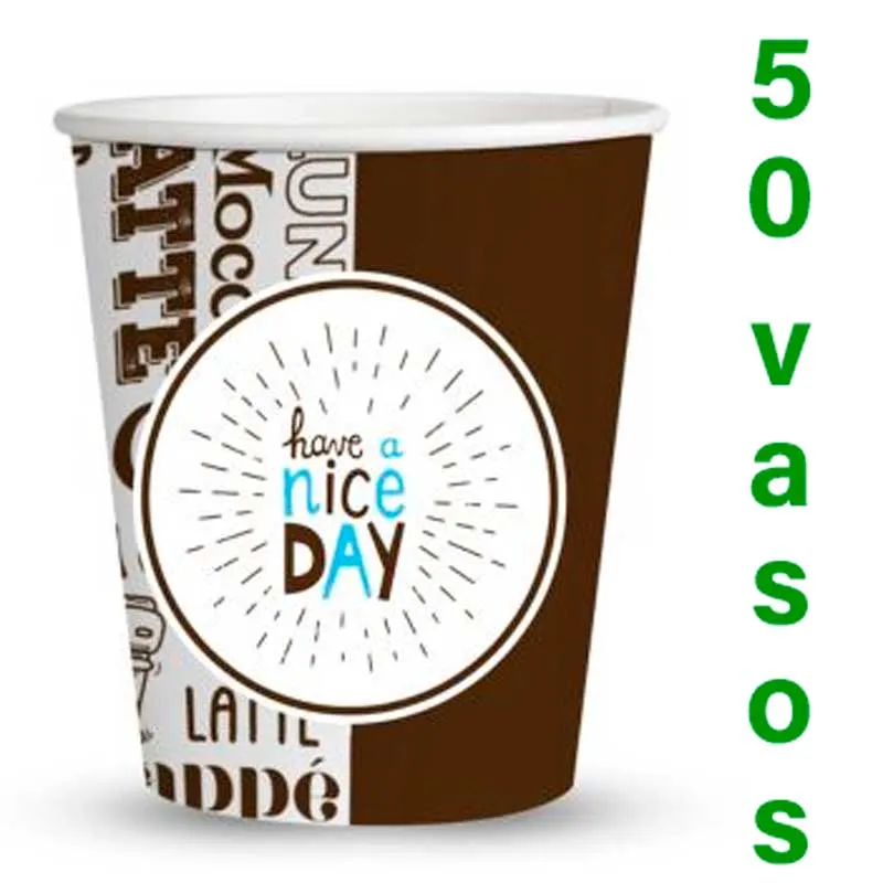 [GVASOP8OZ] Vasos de carton 8 oz  240 Ml bolsa de 50 unidades