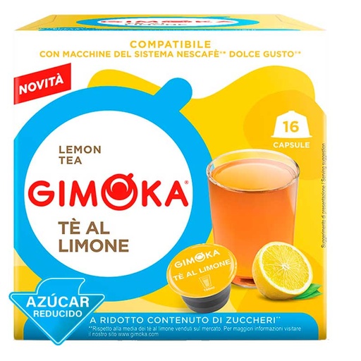[GIM016818] Té al Limón con  Azúcar reducido 16 Cápsulas Gimoka compatibles con Dolce Gusto
