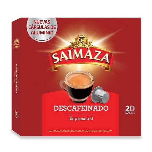 [4028475] Descafeinado Saimaza, 20 cápsulas de aluminio compatibles con Nespresso