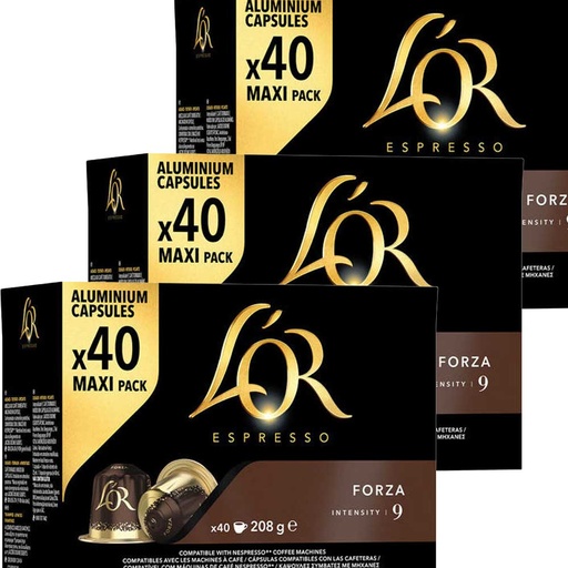 [04028489X3] 3 boxes of ristretto forza l'or 40 capsules maxi pack compatible nespresso intensity 9