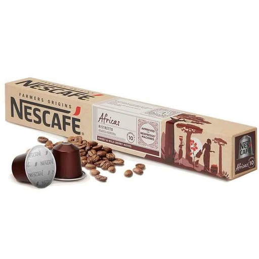 [6621413] Africas Ristretto Nescafé 10 cápsulas Nespresso aluminio intensidad 10