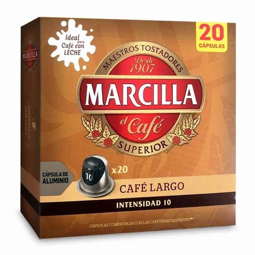 [4060022] Café Largo Marcilla, 20 cápsulas de aluminio compatibles con Nespresso
