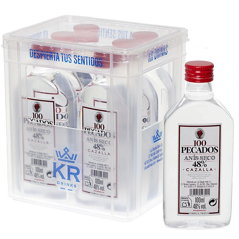 [009909003002] Mini cajón Anís seco Cazalla 100 pecados 8 botellas de 50ml KRDrinks