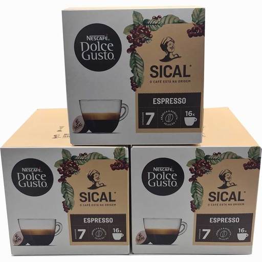 [19246X3] Sical Caffe 3 cajas de 16 cápsulas Originales Dolce Gusto
