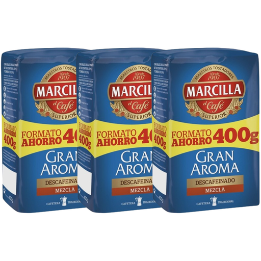 [4025196X3] Pack de 3 Marcilla molido Gran Aroma Descafeinado Mezcla 50/50 Formato Ahorro 400 gramos