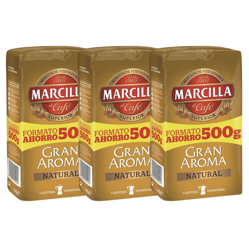 [4025195X3] Pack de 3 Marcilla molido Gran Aroma Natural, Formato Ahorro 500 gramos