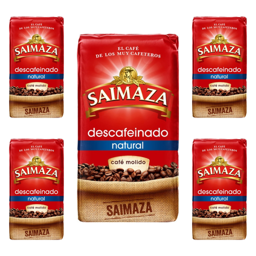 [1680036X5] Pack de 5 Saimaza descafeinado Natural 250 gramos café molido