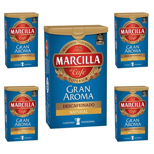[4045985X5] Pack de 5 Marcilla molido Gran Aroma descafeinado natural 200 gramos