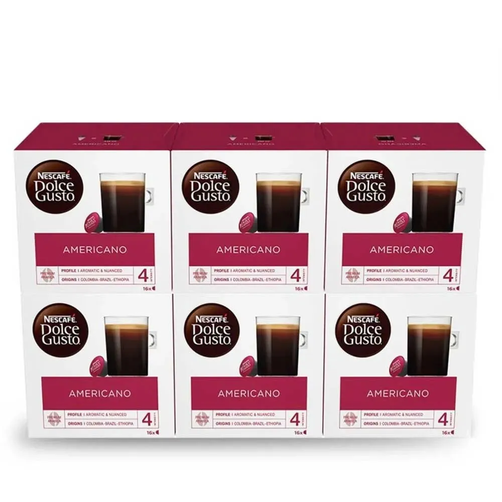 [12528236X6] Café Americano 6 cajas de 16 cápsulas Dolce Gusto