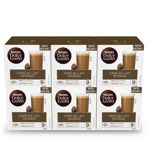 [12412560X6] Café con Leche Intenso 6 cajas de 16 cápsulas Dolce Gusto Nescafé