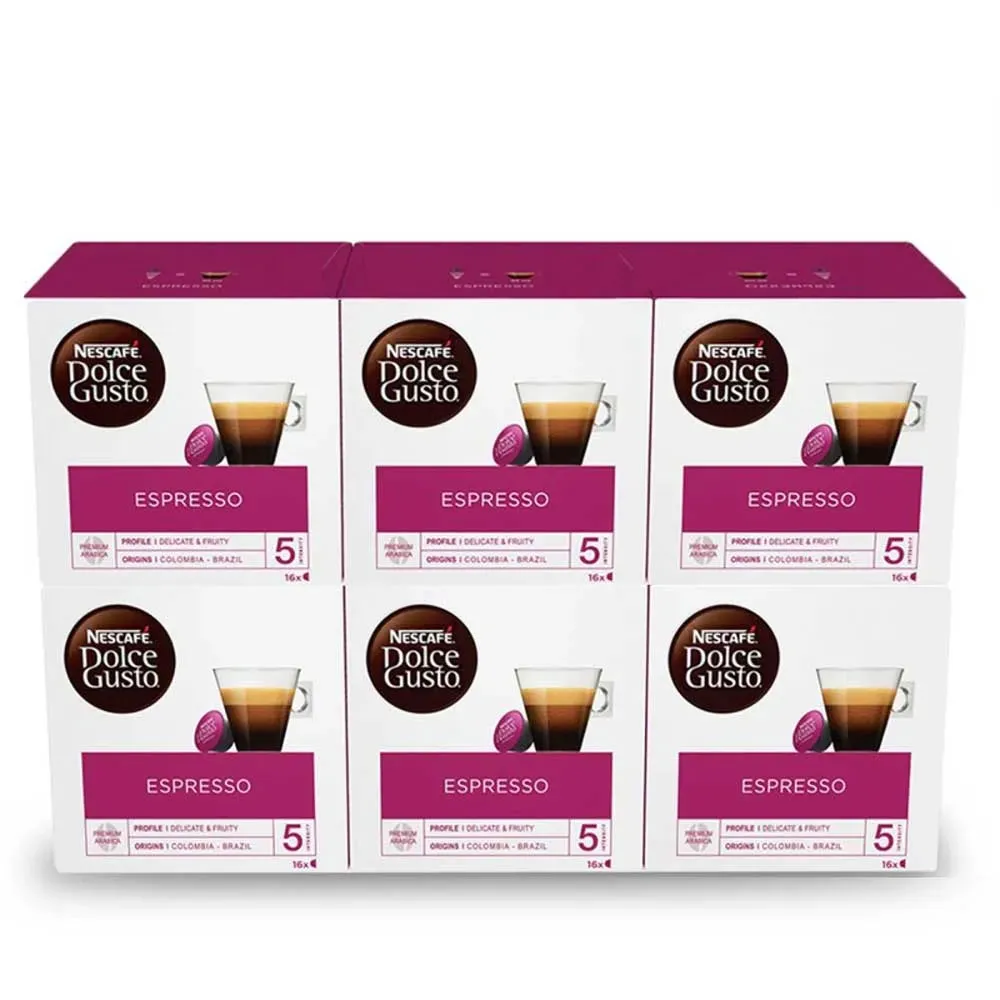 [12423720X6] Café Espresso Arabica 6 cajas de 16 cápsulas Dolce Gusto