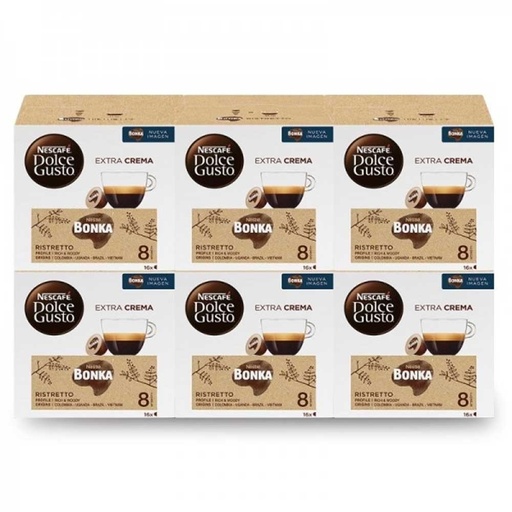 [12468867X6] Café Risretto Bonka 6 cajas, 96 cápsulas Dolce Gusto Nescafé