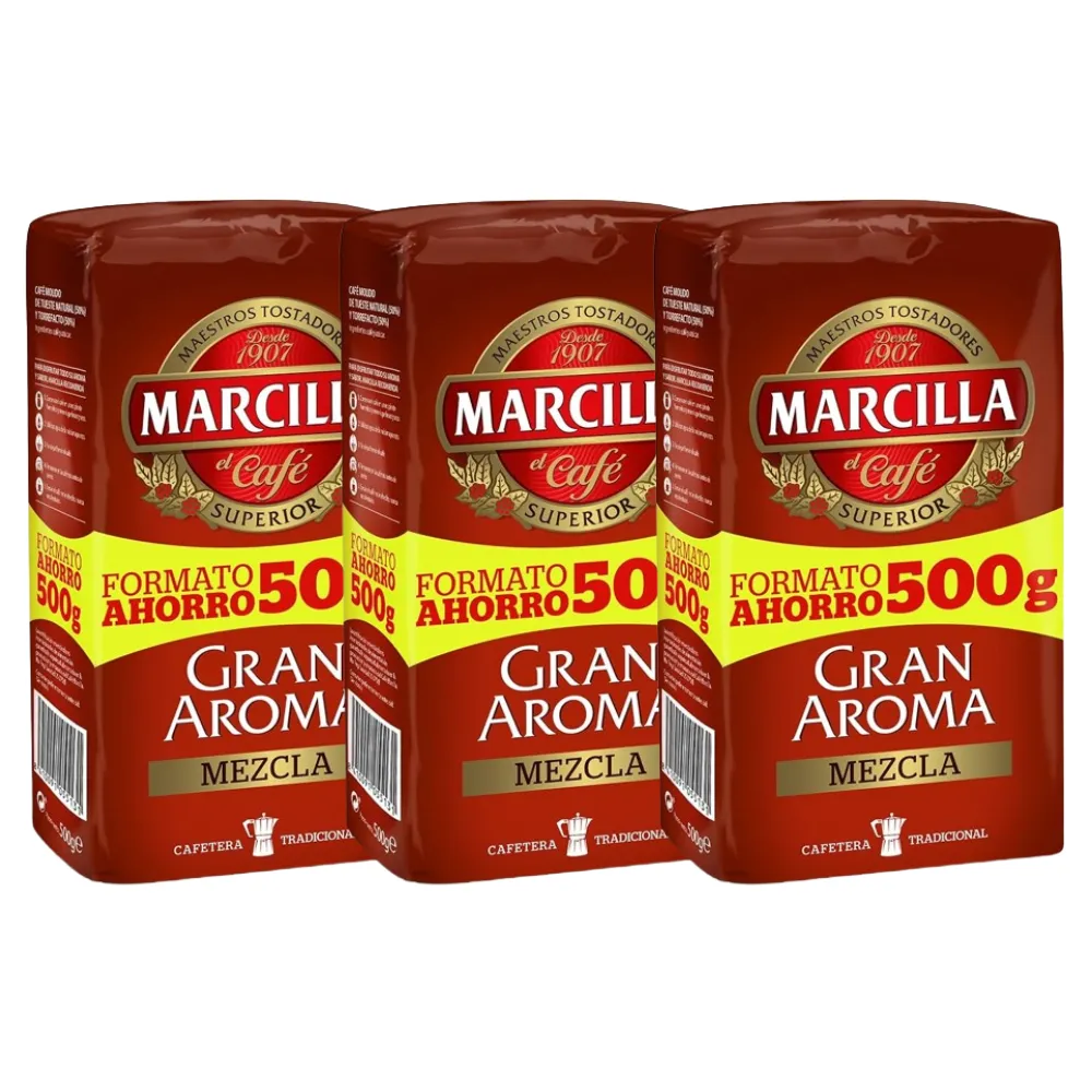 [4025197X3] Pack de 3 Marcilla molido Gran Aroma Mezcla 50/50  Formato Ahorro 500 gramos