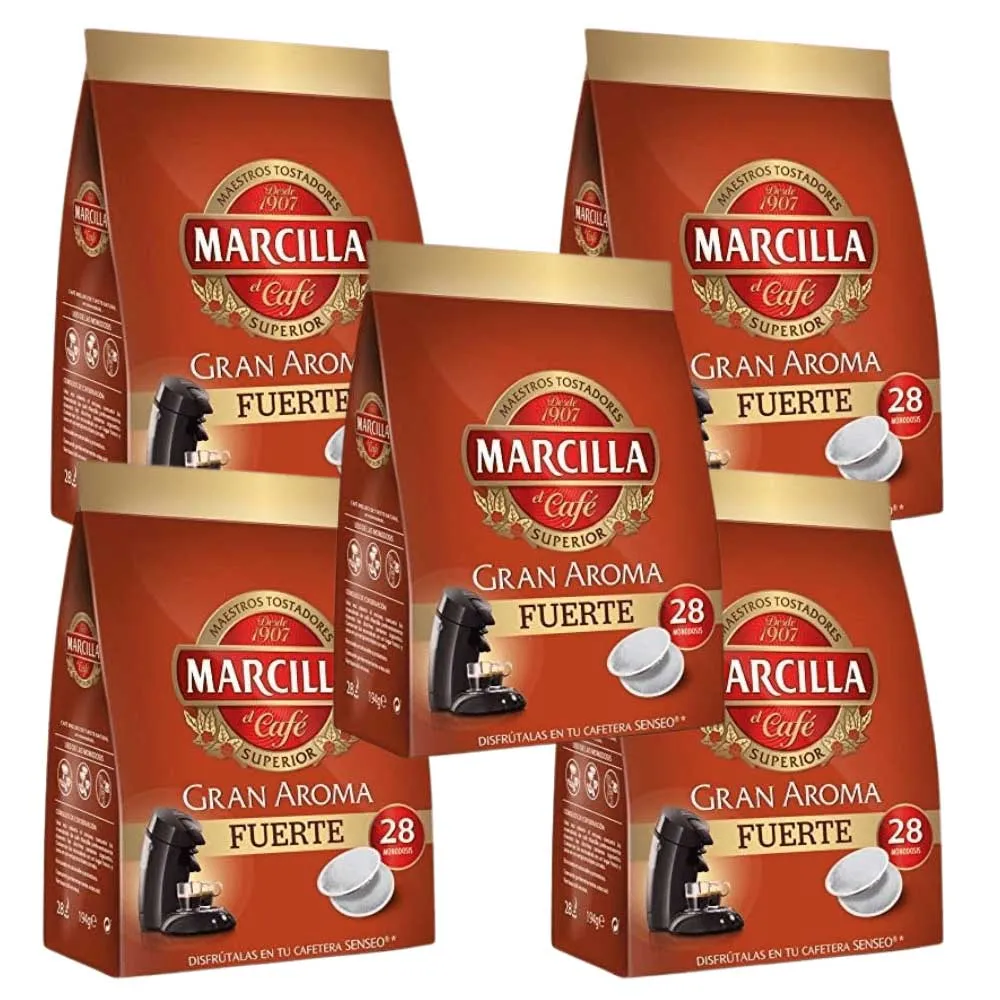[4051568X5] Pack de 5 Senseo Marcilla café Fuerte Gran Aroma 28 monodosis