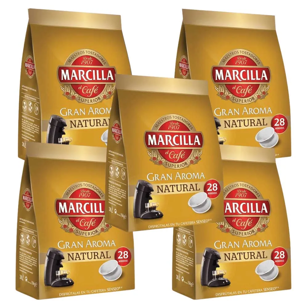 [4051669X5] Pack de 5 Senseo café Natural Marcilla 28 monodosis