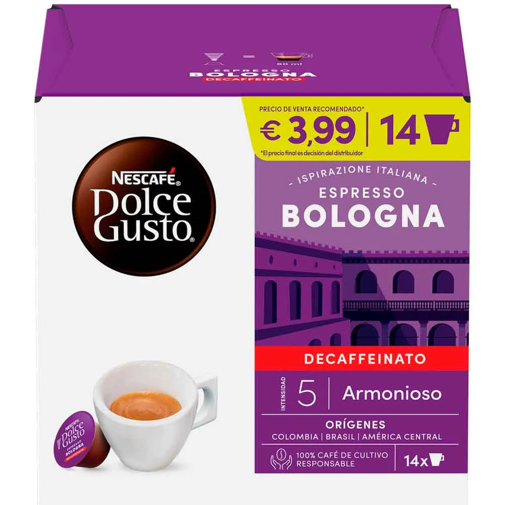 [12593758] Espresso Descafeinado  Bologna 14 cápsulas de café Dolce Gusto Original