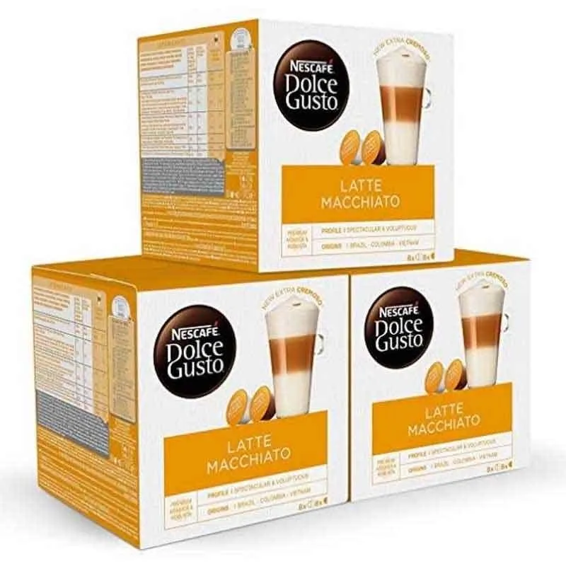 [12416058X3] Latte Macchiato 3 cajas, 48 cápsulas Dolce Gusto Nescafé