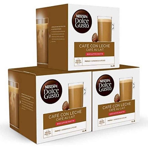 [12293457X3] Descafeinado Café con Leche Pack 48 cápsulas Dolce Gusto