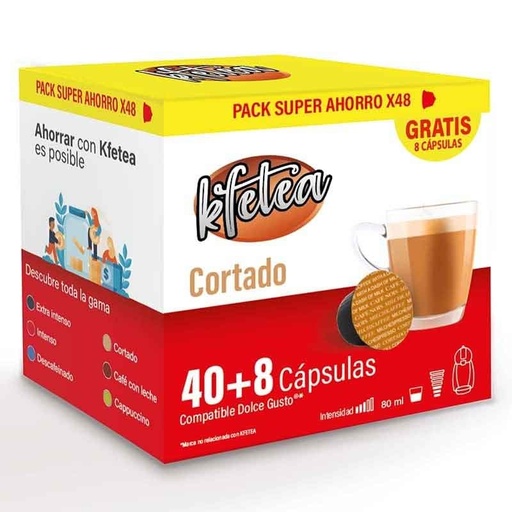 [KF4806] Cortado Dolce gusto compatible marca Kfetea 48 cápsulas, Formato Super Ahorro