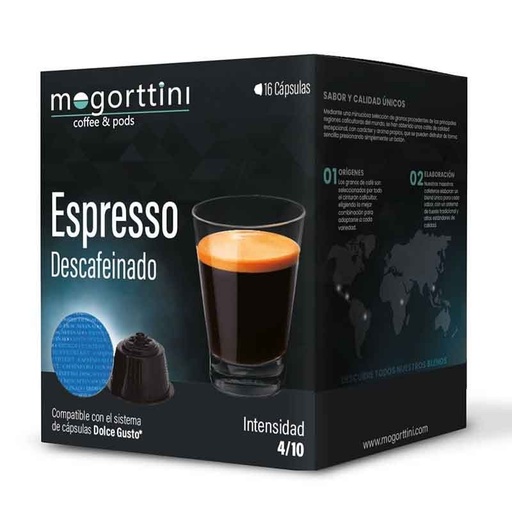 [MOG049] Espresso Descafeinado 16 cápsulas Mogorttini compatible Dolce Gusto