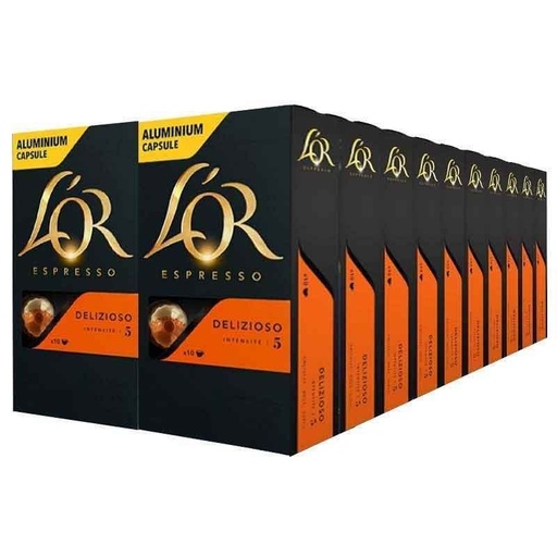 [4028356X20] Delizioso L'or 20 cajas compatible Nespresso 200 cápsulas