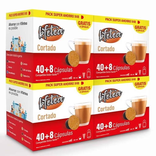[KF4806X4] Cortado Kfetea 4 cajas de 48 capsulas compatibles Dolce Gusto