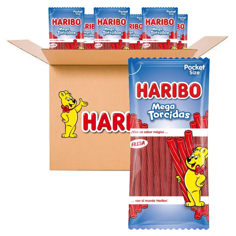 [201924] Mega Torcidas de Fresa Haribo, Caja 18 unidades.