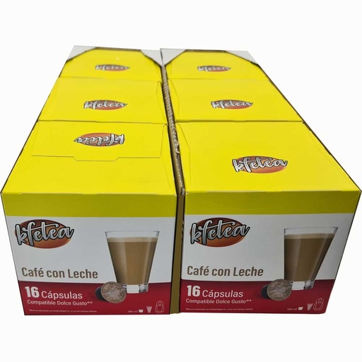 [MOG042X6] Cafe con leche Kfetea 6 cajas de 16 capsulas compatibles Dolce Gusto