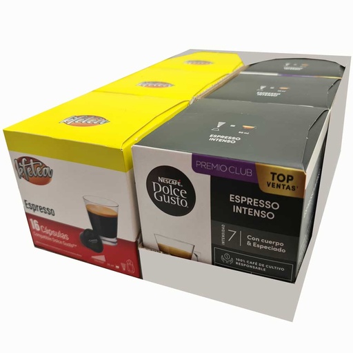 [12393403+MOG039] 6 cajas Dolce Gusto  96 capsulas 3 Originales y 3 de Kfetea