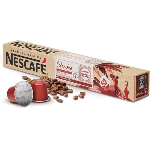 [6621113] Colombia Descafeinado Nescafé 10 cápsulas Nespresso aluminio intensidad 6