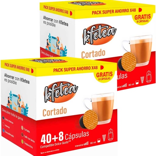 [KF4806X2] Cortado Kfetea 2 cajas de 48 capsulas compatibles Dolce Gusto 