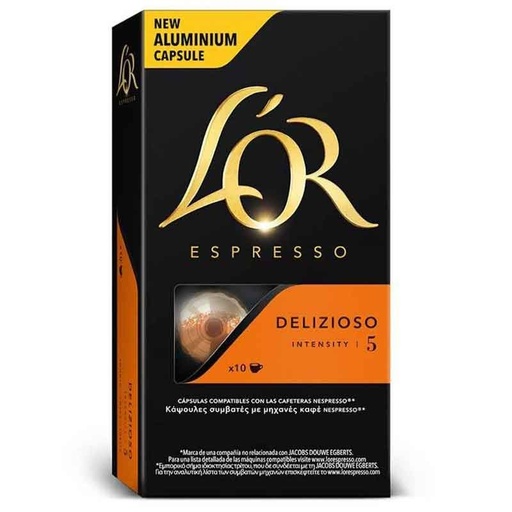 [4028356] DELIZIOSO L'OR, 10 capsulas aluminio compatibles NESPRESSO